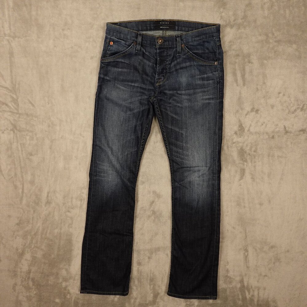 Hudson Byron Straight Leg Men’s Jeans Size 31 Dark Wash Made in USA Button Fly